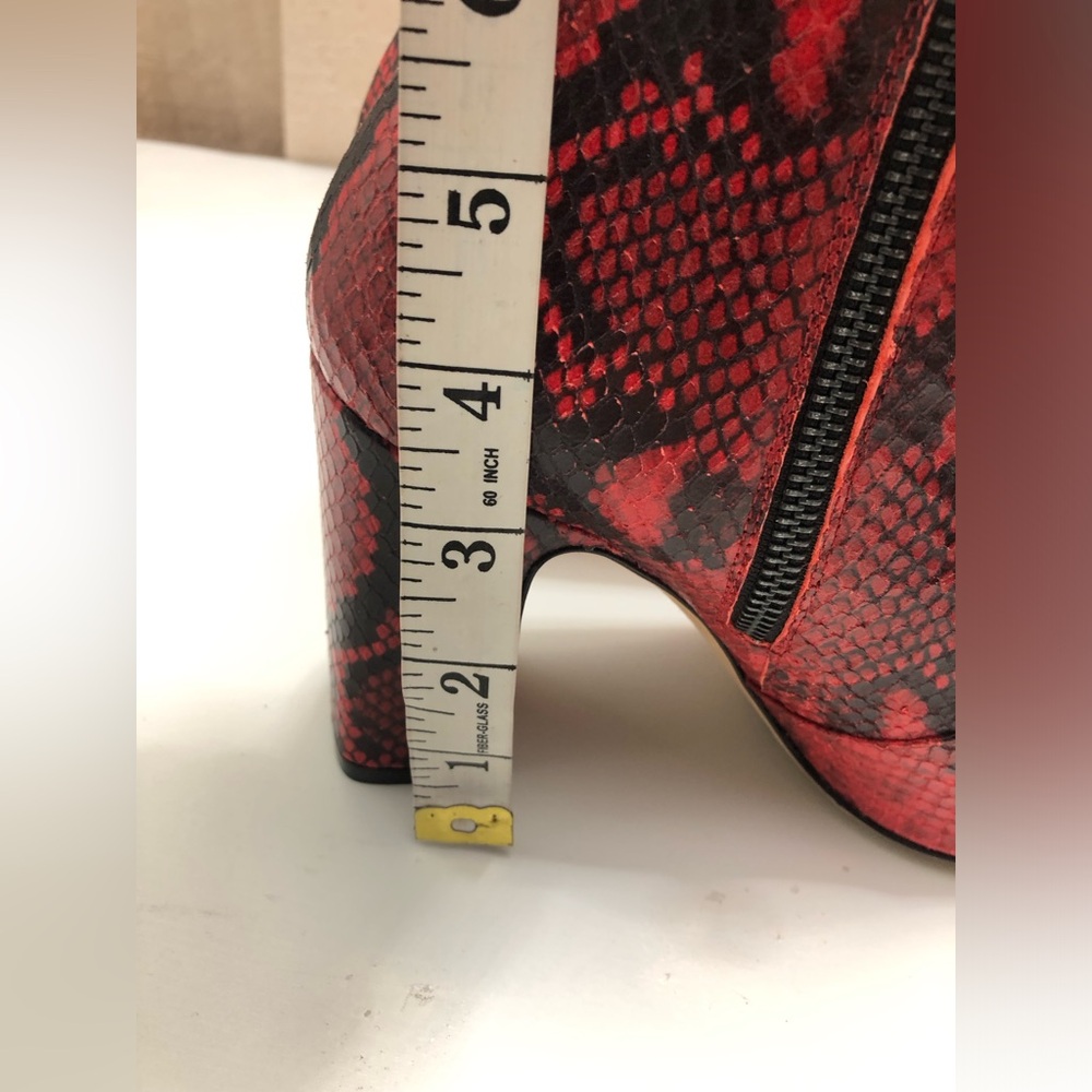 Stuart Weitzman Fifer Red Python Print Leather Bo… - image 3